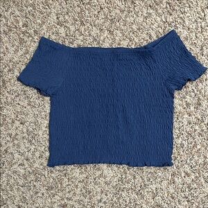 Women's Smocked Off-Shoulder Blue Top